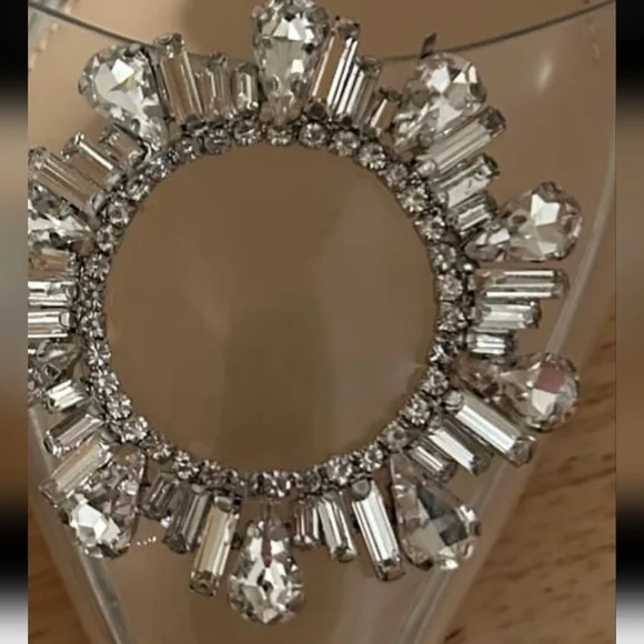 Gianni Bini Vailie Clear Rhinestone Details Ankle Wrap Sandals 7.5 - Picture 7 of 8